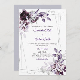 Convites Casamento prateado com roxo e Lavanda