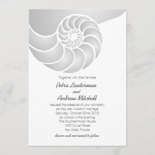 Convites Casamento prateado de prata de Nautilus Shell