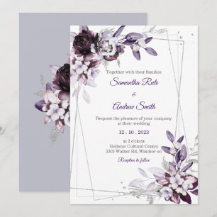 Convites Casamento Prateado Roxo e Lavanda