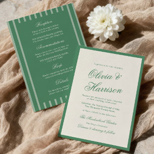 Convites Casamento Preppy Tennis Club Verde Tudo em Um