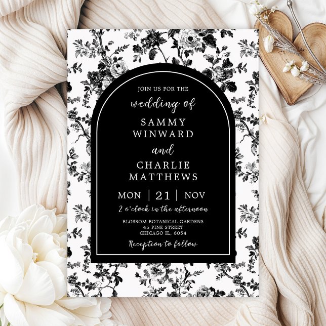 Convites Casamento Preto Antigo Chinoiserie (Criador carregado)