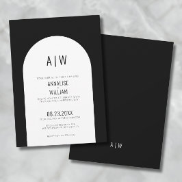 Convites Casamento Preto Branco Arco Moderno