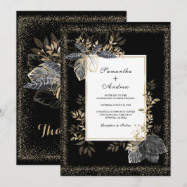 Convites Casamento Preto Branco E Dourado