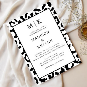 Convites Casamento Preto-Branco E Pregado-Leopardo