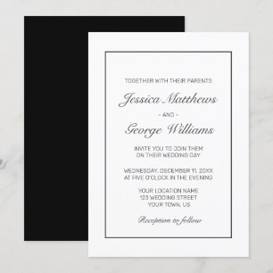 Convites Casamento preto branco minimalista moderno