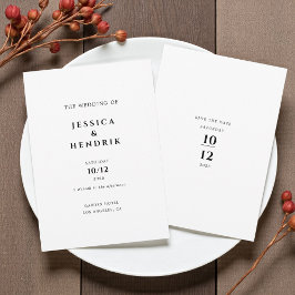 Convites Casamento Preto Branco Minimalista Moderno e Elega