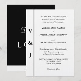 Convites Casamento Preto Branco Monograma Prata