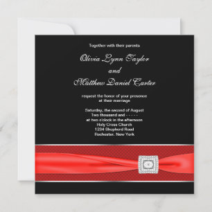 Convites Casamento Preto Branco Vermelho Arco