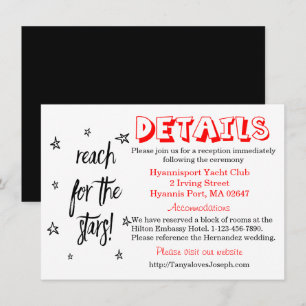 Convites Casamento Preto Branco Vermelho Detalhes Estrelas 