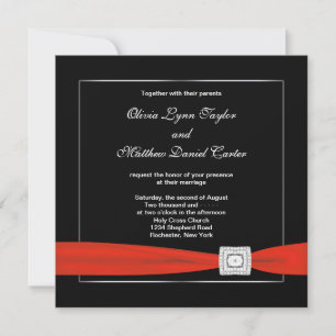 Convites Casamento Preto Branco Vermelho Preto