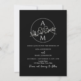 Convites Casamento Preto Código QR Minimalista Moderno