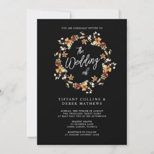 Convites Casamento Preto de Flor Selvagem