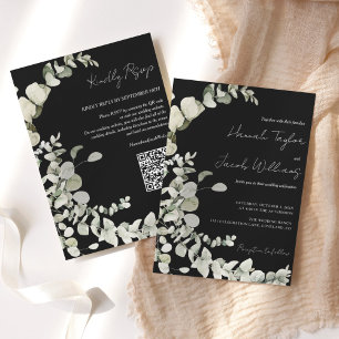 Convites Casamento Preto do Código QR Eucalyptus