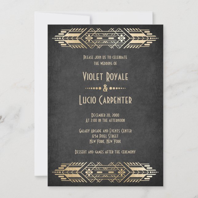 Convites Casamento Preto do Geek de Jogo de Vídeo (Frente)