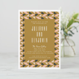 Convites Casamento Preto Dourado Rosa Moderno Art Déco