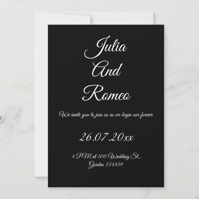 Convites Casamento Preto e Branco  (Frente)