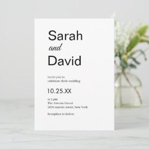 Convites Casamento preto e branco chic Simple Modern