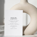 Convites Casamento preto e branco clássico minimalista<br><div class="desc">Convite para Casamento de Tipografia Branca e Preta Formal Clássica Minimalista</div>