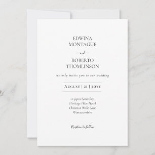 Convites Casamento Preto e Branco Clássico Minimalista Heri