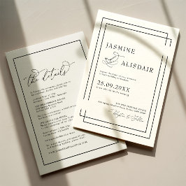 Convites Casamento Preto e Branco Clássico Moderno