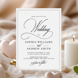 Convites Casamento preto e branco clássico simples