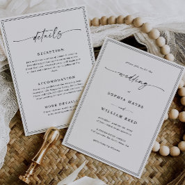 Convites Casamento Preto e Branco Clássico Simples Tudo-em-