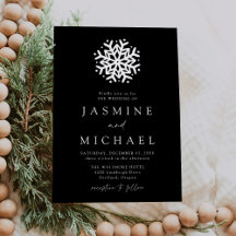 Casamento Preto e Branco com Floco de Neve Simples