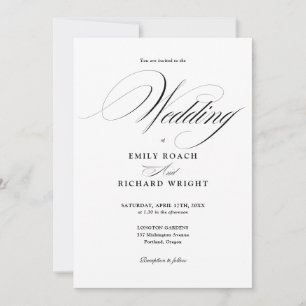 Convites Casamento Preto e Branco com QR Code Moderno e Ele