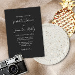 Convites Casamento preto e branco com Script Clássico Minim<br><div class="desc">Convite para Casamento Branco e Preto de Script Clássico Minimalista</div>