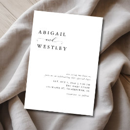 Convites Casamento preto e branco com Script Elegante Simpl