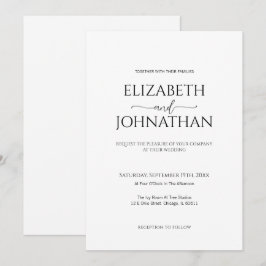 Convites Casamento preto e branco com script mínimo simples