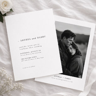 Convites Casamento Preto e Branco com Tipografia Serif Mode