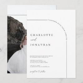 Convites Casamento preto e branco de fotos em arco moderno