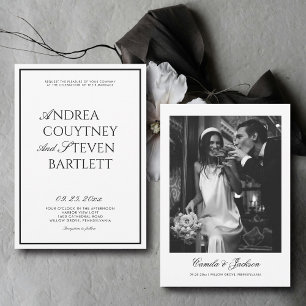 Convites Casamento Preto e Branco de Luxo e Dinheiro Antigo
