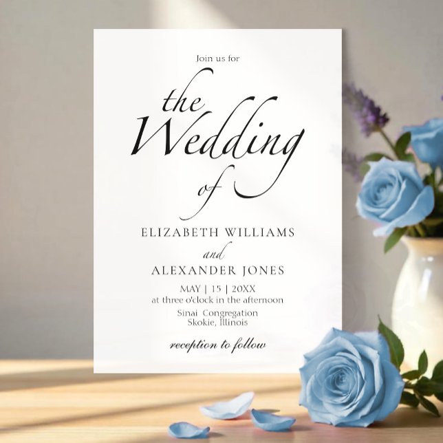 Convites Casamento Preto e Branco de Script Moderno (Criador carregado)