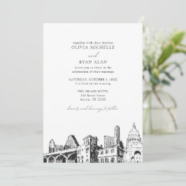 Convites Casamento Preto e Branco do Modern Austin Skyline