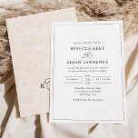 Convites Casamento preto e branco elegante<br><div class="desc">Este elegante Convite de Casamento apresenta um texto de caligrafia de script abrangente,  emparelhado com um serifa clássico e um sans moderno a preto,  e um blush back neutro (a cor pode ser editada) com um padrão de arte de linha floral e um monograma personalizável. Itens correspondentes disponíveis.</div>
