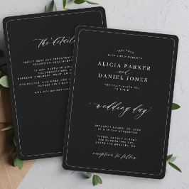 Convites Casamento preto e branco elegante tudo em um