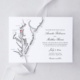 Convites Casamento Preto e Branco em Annapolis Chesapeake B