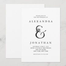 Casamento preto e branco floral do Ampersand |