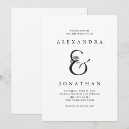 Convites Casamento preto e branco floral do Ampersand |