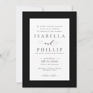 Convites Casamento preto e branco formal e elegante