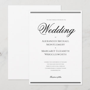 Convites Casamento Preto e Branco Formal Elegante
