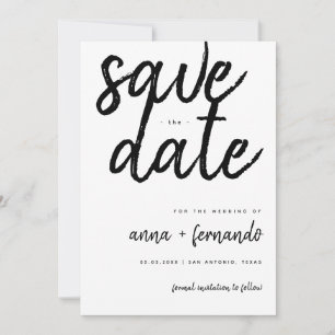 Convites Casamento Preto e Branco Grande Script Salvar a Da