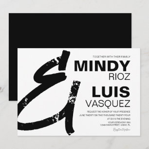 Convites CASAMENTO PRETO E BRANCO Grunge E COMERCIAL E SINA