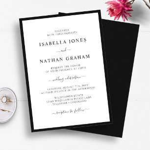 Convites Casamento Preto e Branco Minimalista com Grafia El