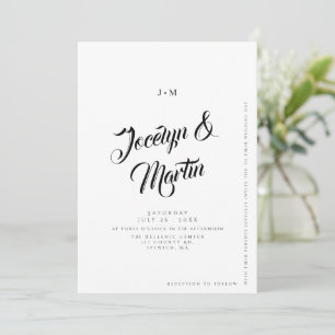 Convites Casamento Preto e Branco Minimalista Elegante