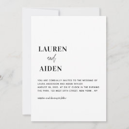 Convites Casamento preto e branco minimalista moderno