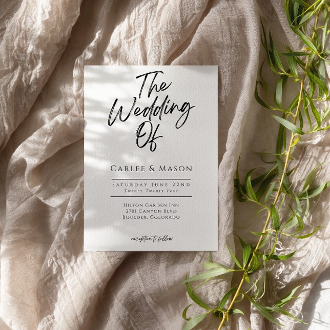 Convites Casamento Preto e Branco Minimalista Moderno (Criador carregado)