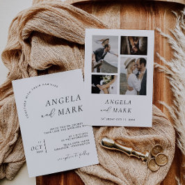 Convites Casamento Preto e Branco Minimalista Moderno Com F